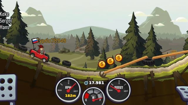 Начинаем жёстко нагибать в Hill climb racing