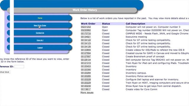 Tech Corner Work Orders