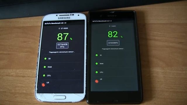 Samsung S4 I9500 vs Sony Xperia Z C6603 Antutu, Bonsai Benchmarks