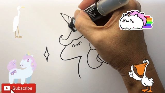 How To Draw A Cute Unicorn For Kid | рисуем единорога для детей | Bolalar Uchun Unicorn Rasm Chizis