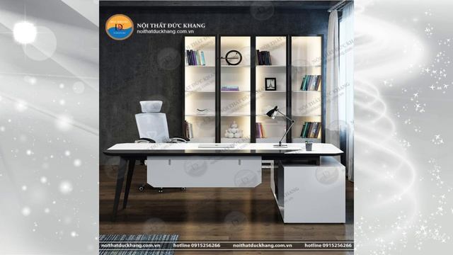 Bàn giám đốc chân sắt Đức Khang DKBGDCS09 kèm tủ phụ, giá rẻ tận xưởng.