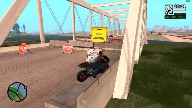 GTA San Andreas - Como cruzar a ponte Fallow com as barreiras invisíveis no lugar  no início do jog