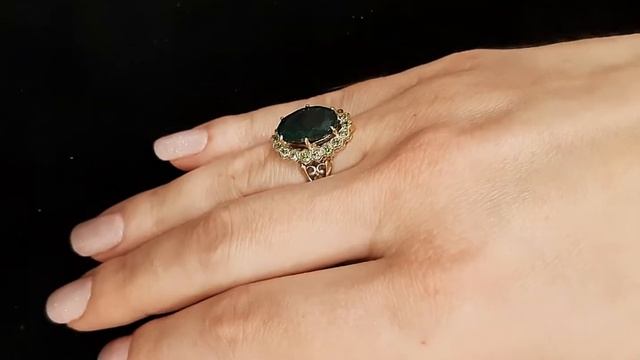 Кольцо с черным опалом
