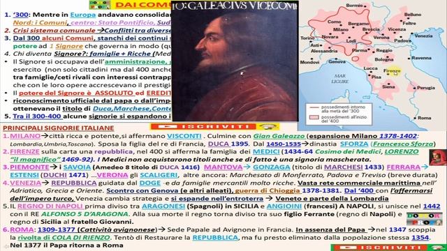 DAI COMUNI alle SIGNORIE riassunto Storia semplice e completo x MEDIE