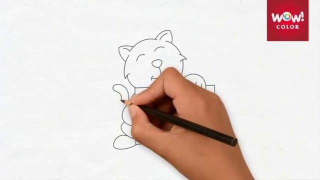 How to Draw Greeting Card With Pussy Cat - How to draw easy and cute for kids