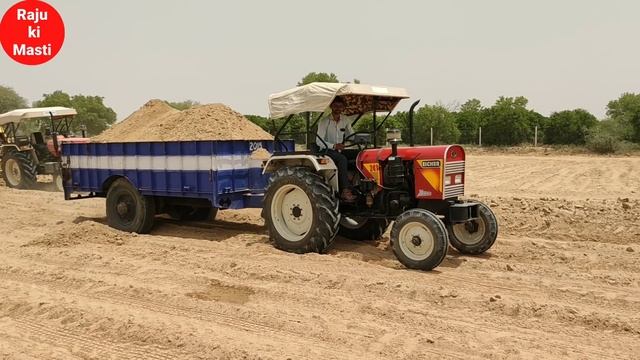 Eicher 241 tractor on load stunt (4k ultra HD video)  #RajukiMasti