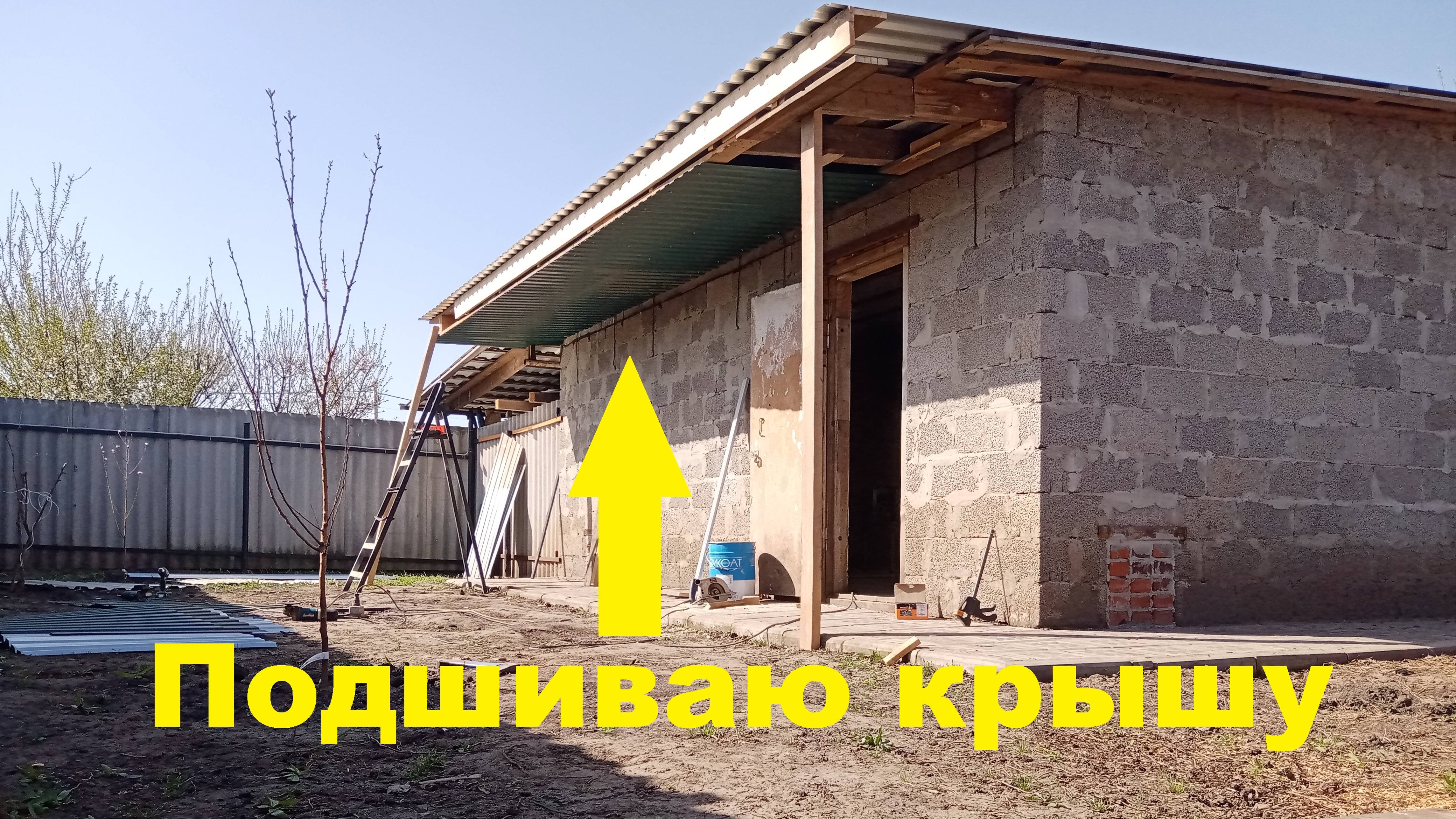 Переделка сарая в ... Подшиваю крышу. Прогулка по двору. Пихта.