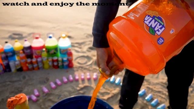 Balloons of Fanta, Giant Coca-Cola bottle, Monster, Chupa Chups, 7up, Mtn Dew vs Mentos Underground