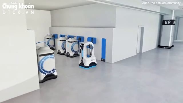 Robot có thể tự động tìm và chạy đến sạc điện cho ô tô