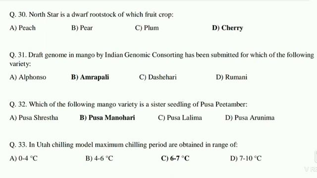 ICAR Fruit Science NET/STO/SMS Question paper 2023 |  Part-1