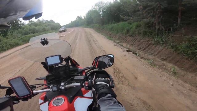 дорога Коряжма Урдома июль 2023 на CRF1000