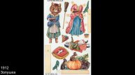 Открытки для вырезания. Зарубежные открытки 1912 и 1930 годов кукольной тематики.