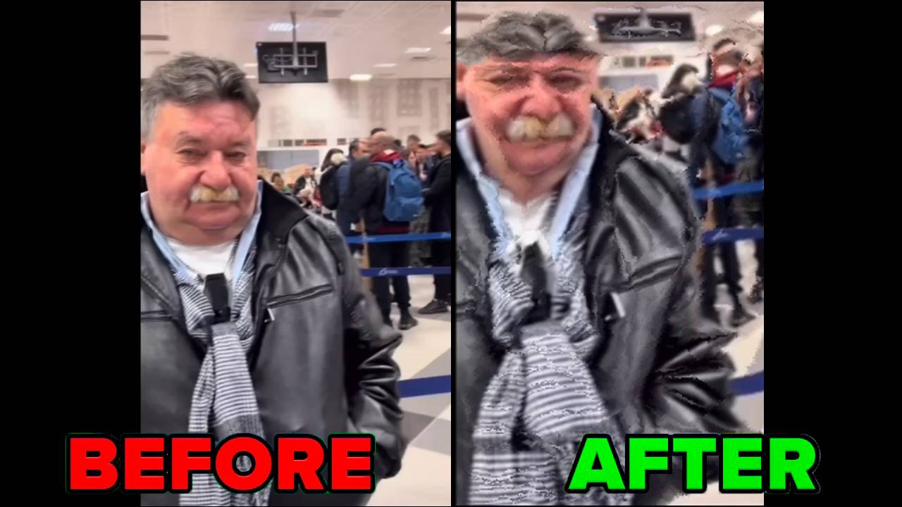 Old man laughing in slow motion жмых эффект