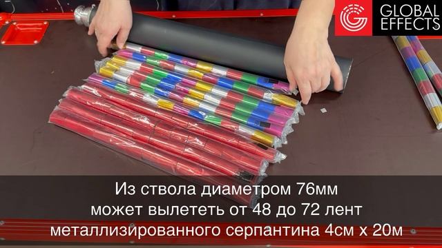 Сколько лент металлизированного серпантина 4смх20м вылетает из конфетти-пушки Stadium Shot?
