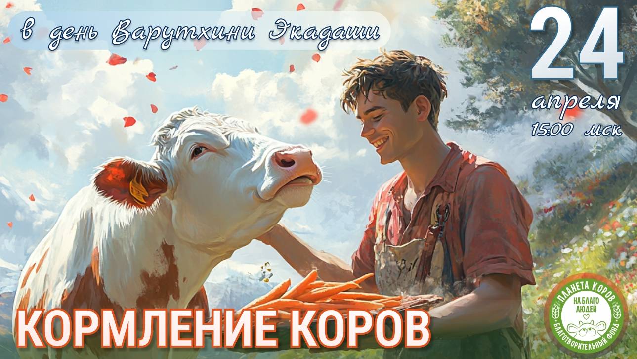Кормление  онлайн в день Варутхини экадаши, 24.04.2025г., Планета коров