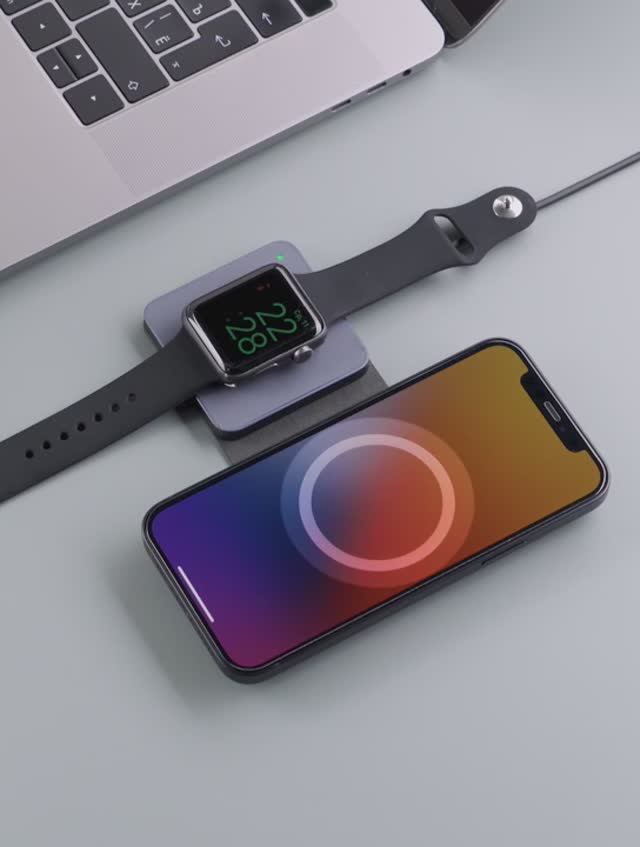 Беспроводная зарядная станция 2 в 1 MagSafe Mini Fold Travel QI 17.5Вт от Deppa, 23165