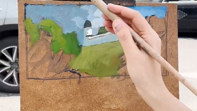 Рисование на пленэре в городе. Отрывок урока Анны Хопта из курса "Пейзаж акрилом". Рисуйте с нами!