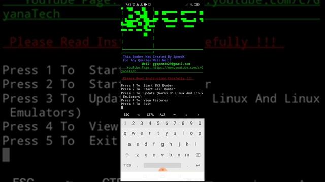 Termux, TBomb sms atma, %100