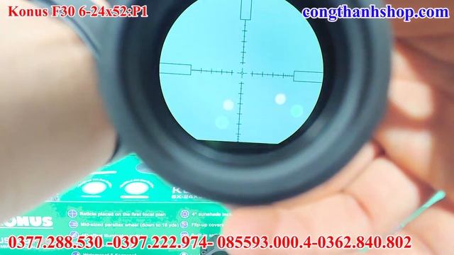 Mở hộp Kính Italia Konus F30 6-24x52,xa đến 500m,tâm khắc kính FFP,trong veo ,BẢO HÀNH NHẢY TÂM