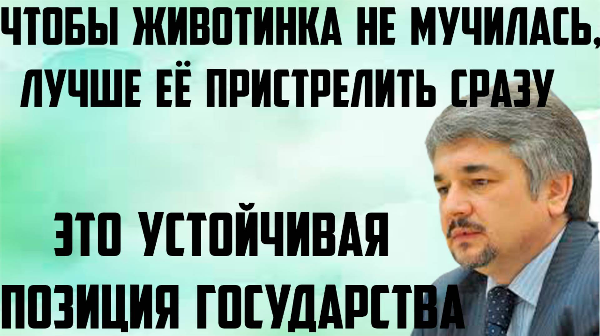 Ищенко: Чтобы животинка не мучилась, лучше её пристрелить сразу. Это устойчивая позиция государства.