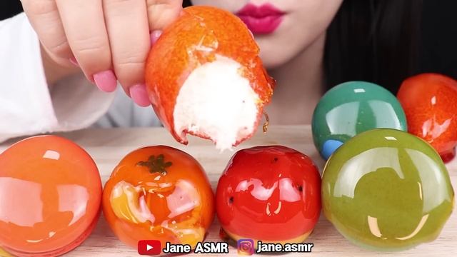 ASMR SWEET BEAN CAKE TANGHULU, MACARON TANGHULU 화과자 탕후루, 마카롱 탕후루 먹방 EATING SOUNDS