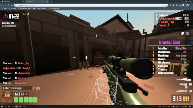 Krunker.io latest hack v 1.9.9 (working) AIMBOT,GUI, antiban and much more