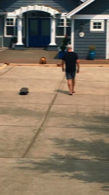 Chowder the skateboarding bulldog. Then and Now