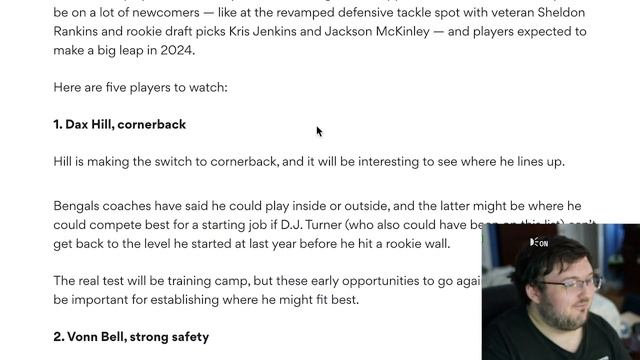 BENGALS FAN REACTS TO FIVE BENGALS PLAYERS TO WATCH DURING OTA'S/ TRAINING CAMP!!