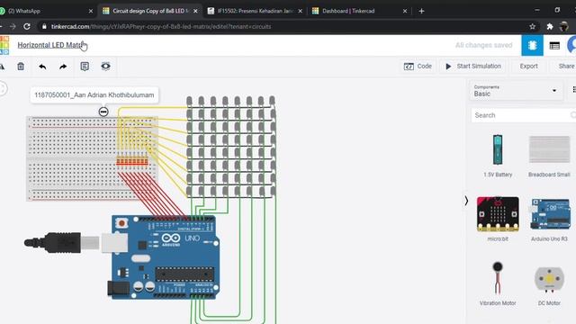 Rangkaian Horizontal LED Matrix Arduino