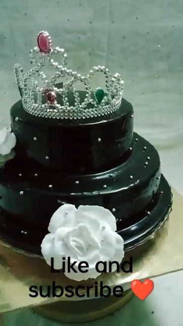 two tier cake with black forest on top and chocolate mango at the bottom..#shorts