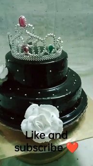 two tier cake with black forest on top and chocolate mango at the bottom..#shorts