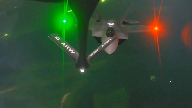 F-22 Raptors Night Refuel Over Middle East (2022)
