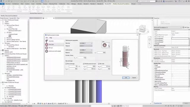 Naviate Rebar Extension for Revit feature demo: Piles // Create reinforcement of piles