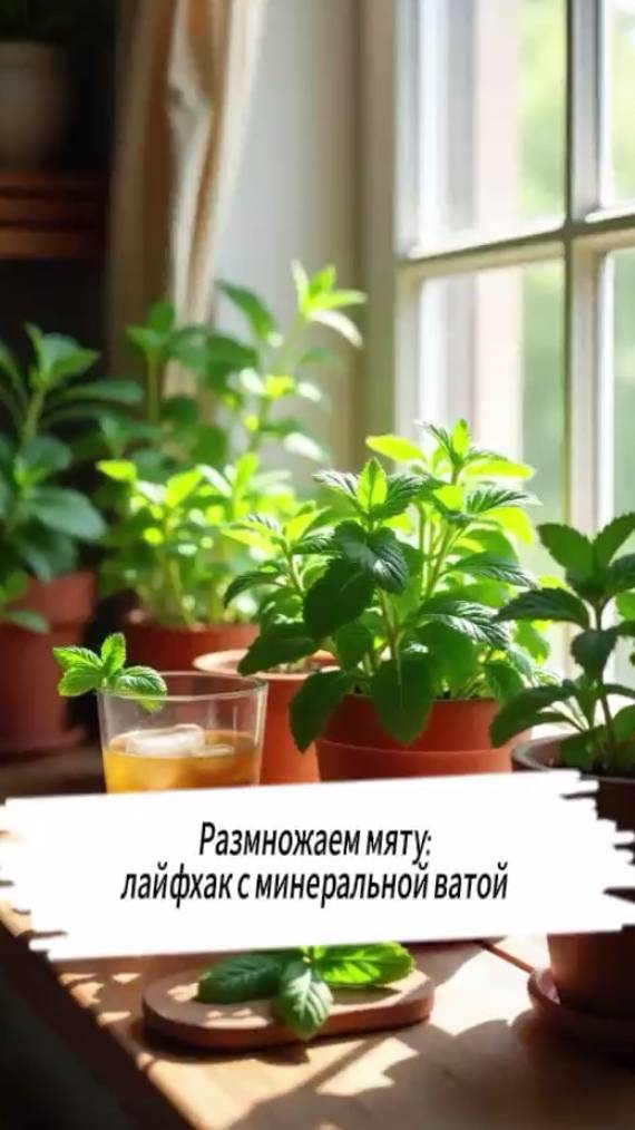 Как размножить мяту: лайфхак с минеральной ватой #рассада #shorts