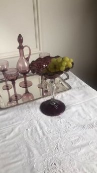 Сервиз винтажный из марганцевого стекла