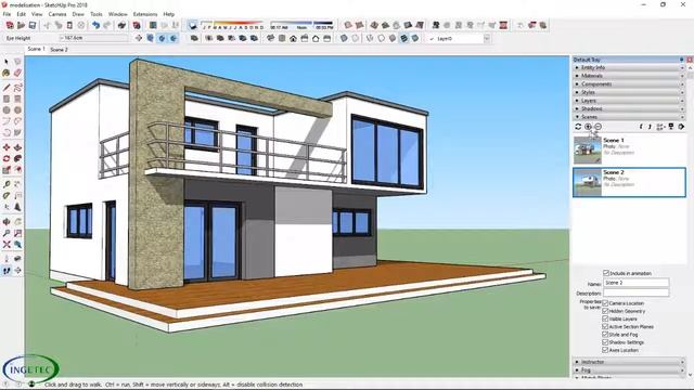 Sketchup PART 04 Modern house N°01  Scenes and Animation