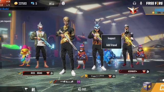 free Fire short video meri friend list me brand boss and yash yt   !FF_NEERAJ_GAMING !