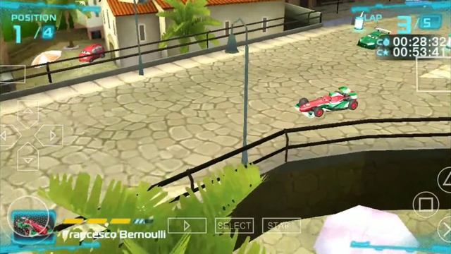 Cars 2 video game PSP version Francesco Bernoulli 5 lap race in Mountain Run