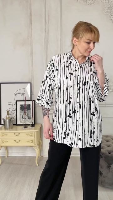 Блузка Rumoda 2197 черно - белый