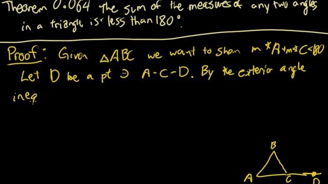 The Sum Of Two Angles In A Triangle Is Less Than 180 Theorem 0.064