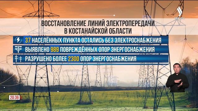 13 млрд тенге выделило Правительство на восстановление линий электропередач в Костанайской области