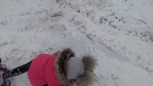 Ура выпал снег!!! СаШкА ПромоКашка на прогулке в лесу! Катается с горки на снегокате.