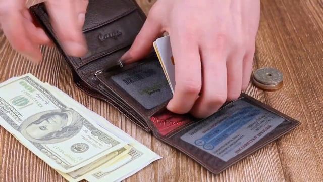 Обзор кожаного мужского кошелька KARYA 21039