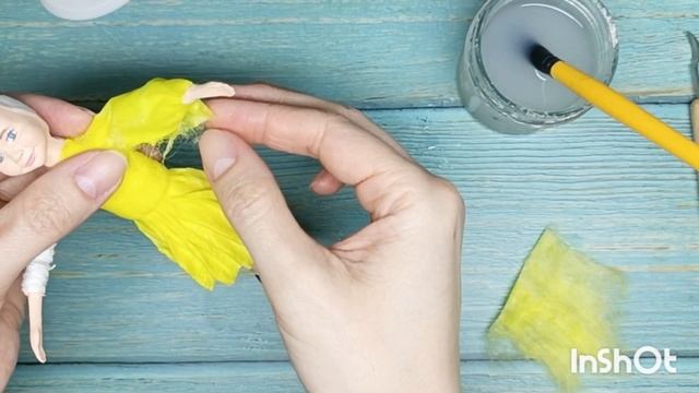 Как сделать платье из хлопковой ваты. Девочка с букетом, часть 4