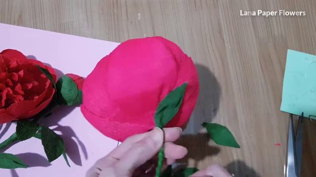 How To Make Red Charm Peony Paper Flower / Hướng Dẫn Làm hoa Mẫu Đơn Đỏ Bằng Giấy Nhún
