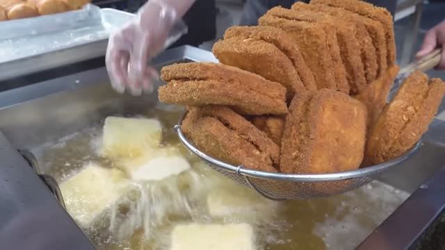 Хрустящие крокетные тосты - корейская уличная еда