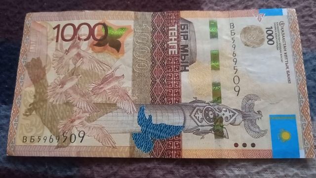 БАНКНОТА 1000 ТЕНГЕ № серии ВБ5969509 на байковой поверхности 18-ого Ноября - ДЕНЕЖНЫЙ ПОТОК