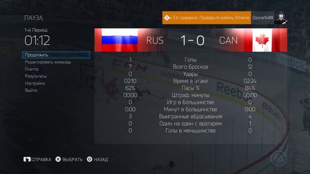 NHL15 супер серия Россия-Канада 1 матч