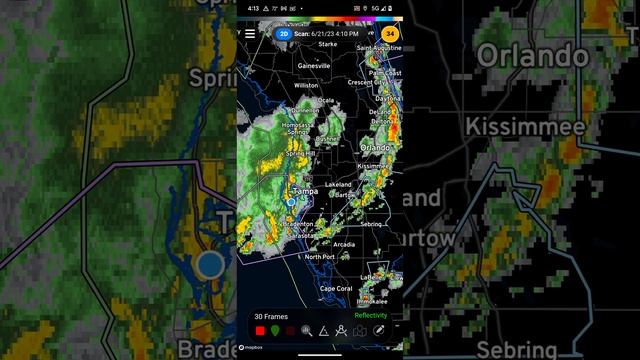 heavy rainfall at 4:15 p.m. provided by Omega weather radar from first glance weather