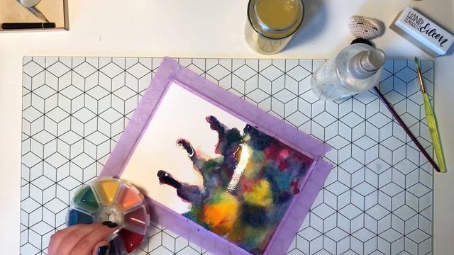 Watercolor Galaxy + Embossing /// Galaxy Background Tutorial mit Pelikan Wasserfarben /// Grußkarte